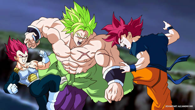 GOKU AND VEGETA SSJGOD VS BROLY