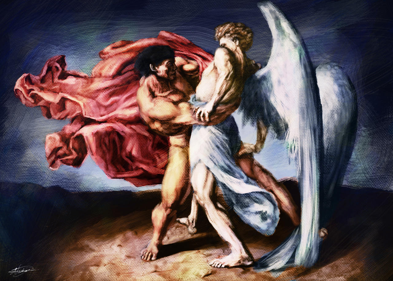 Jacob wrestling with the angel by artofedph on DeviantArt