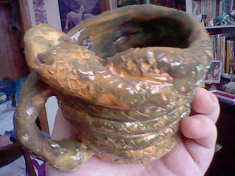 Two-headed ceramic snake mug