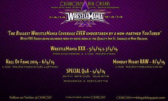 WRESTLEMANIA 30 VIDEO SCHEDULE