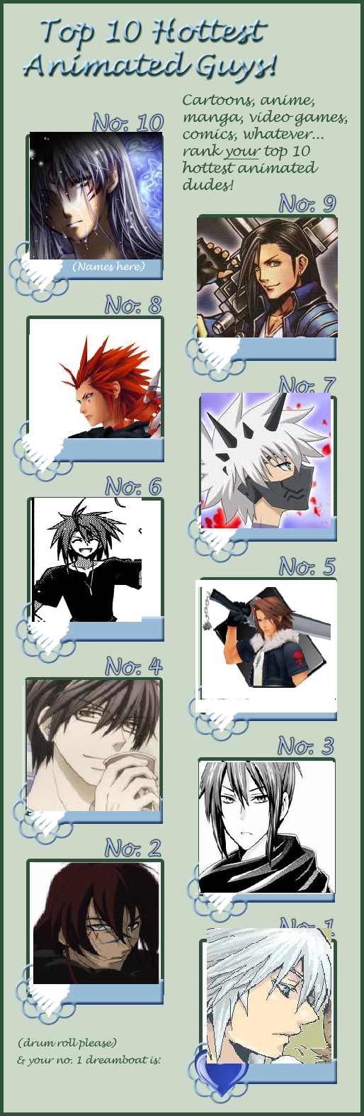 Top ten hottest Anime guys by Nobara-no-luna on DeviantArt