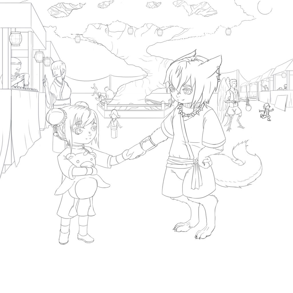 Night Festival LineArt