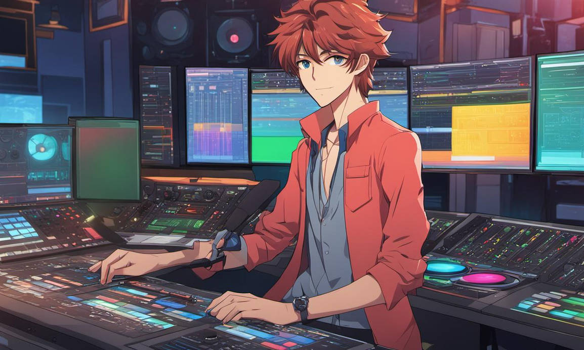 Agent Aiden, in full color, behind the mixing desk by ZadokStrawberry ...