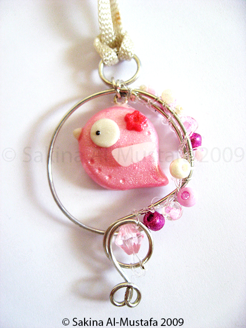 Wired Bird Pendant - Pink