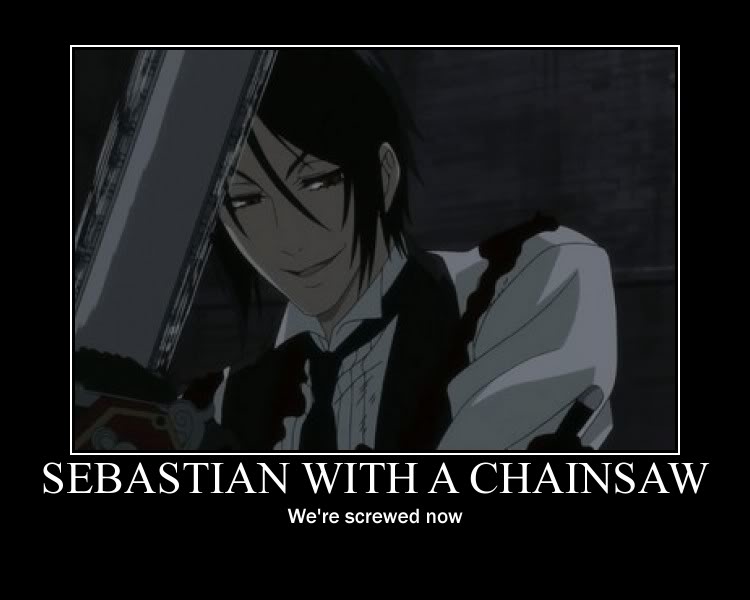 Sebastian with a chainsaw