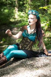 [STOCK] Steampunk mermaid sitting by a lake