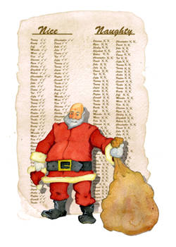 Christmas card, Santa+List