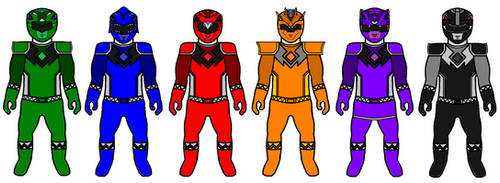 Power Rangers Primal Evolution-All Six Rangers Tog