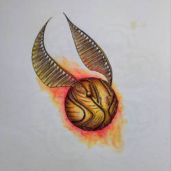 Gonden Snitch aquarell tattoo pattern