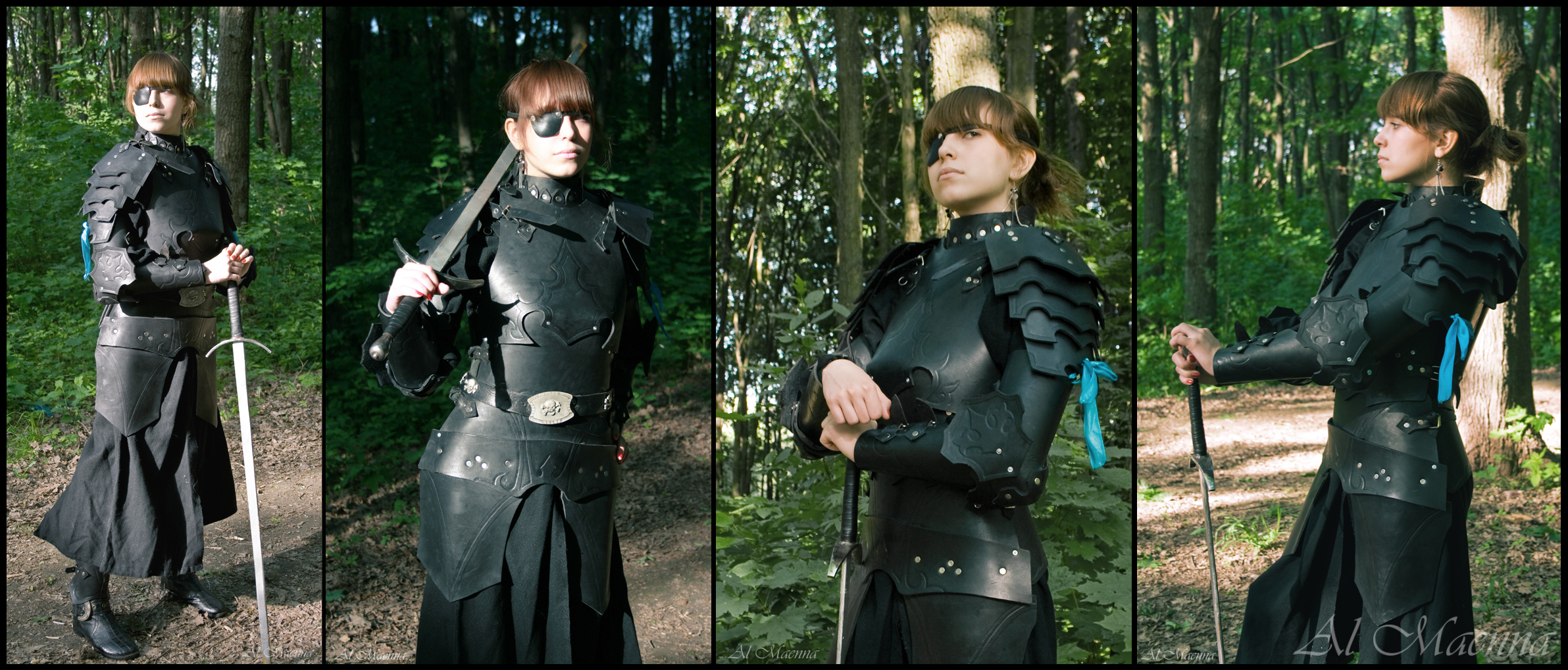 female dark leather armor
