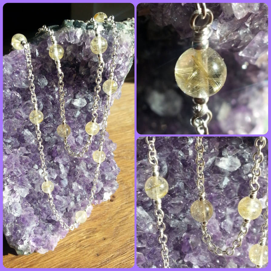 Rutilated Quartz Necklace by JenstoneCreations