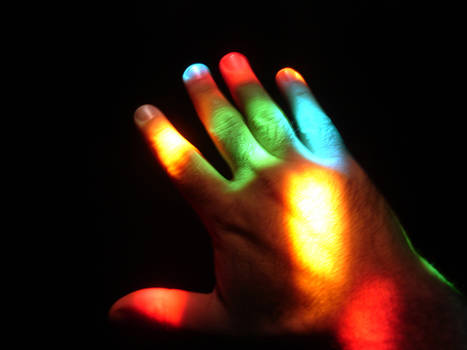 hypnotic rainbow hand