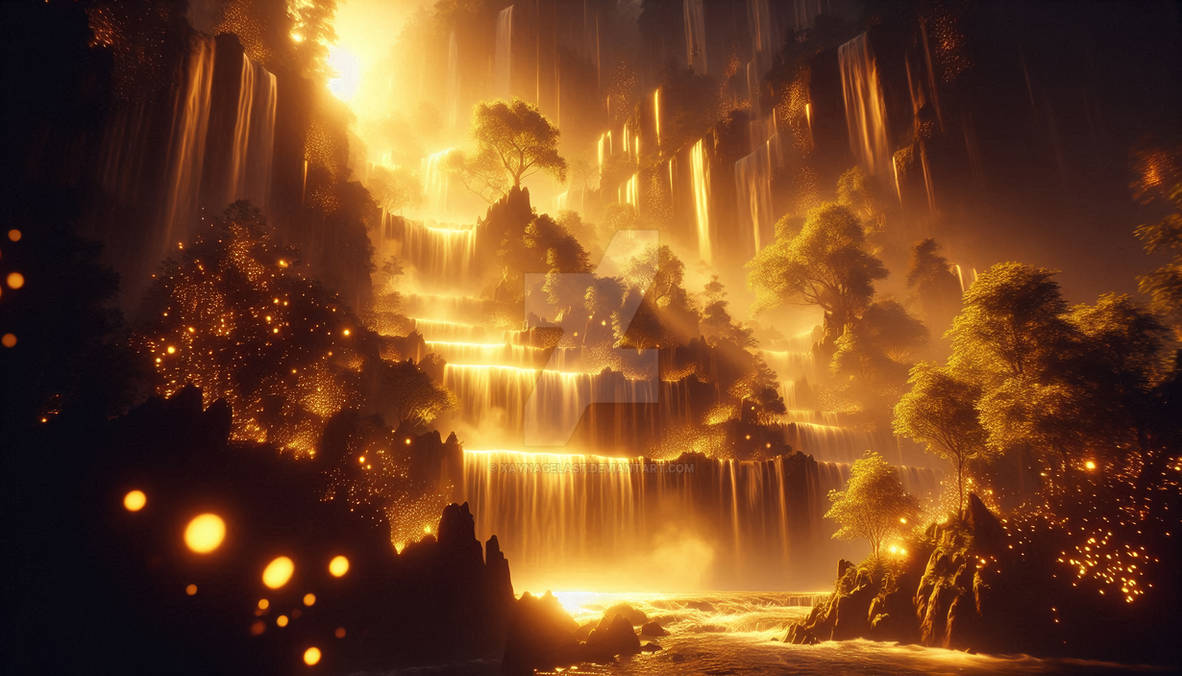 stunning golden waterfalls hd wallpaper 4k by XaynAgelast on DeviantArt