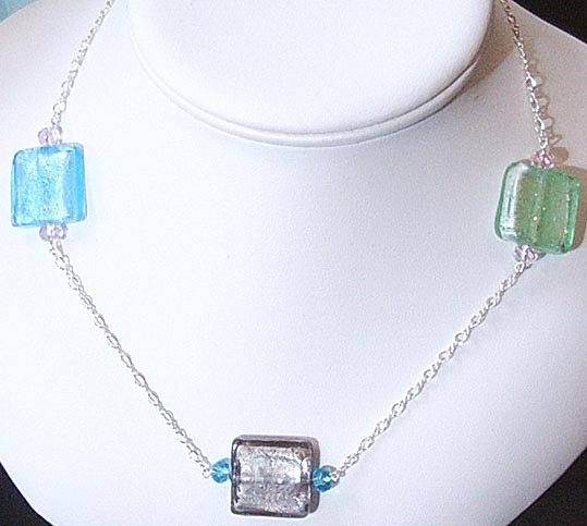 3 Foil Squares  Necklace