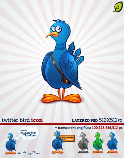 Twitter Bird Icon Free PSD