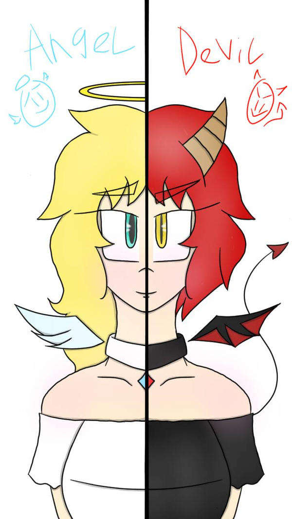 Split sides // Angel or Devil by djrazstreet on DeviantArt