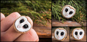 Barn Owl Polymer Clay Ring