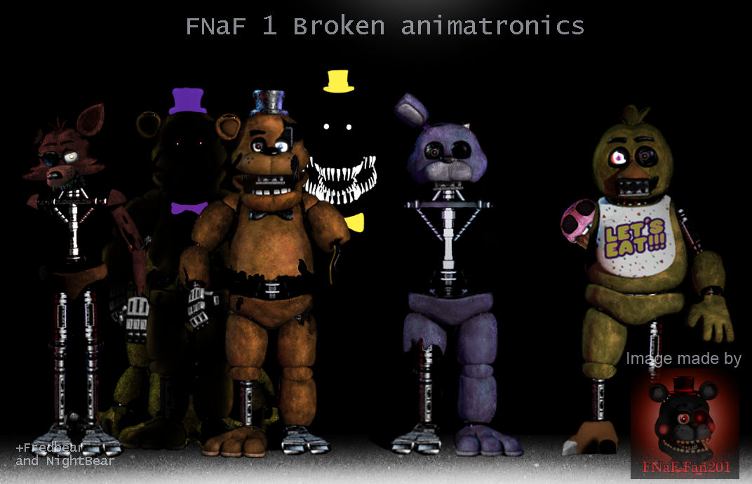 FNaF 1 animatronics if they were shattered (I got bored) :  r/fivenightsatfreddys