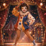 A Healthy, Sun-Kissed Girl as a Clown