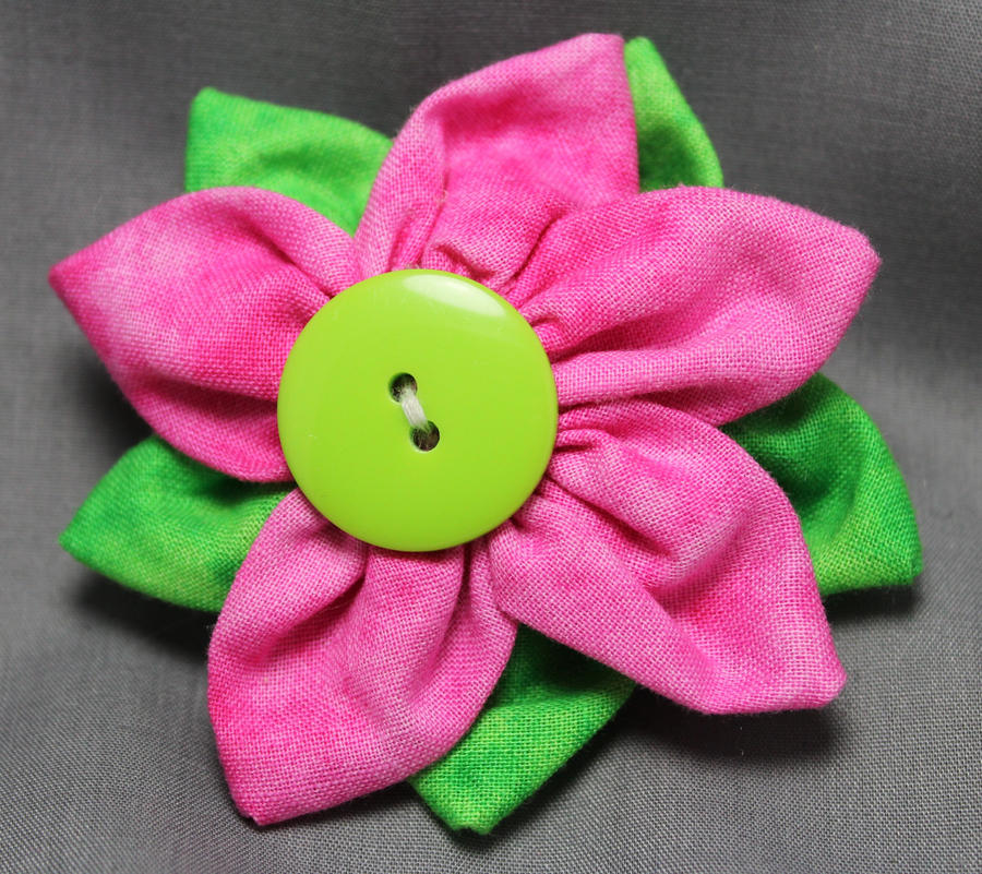 Pink Fabric Flower Hair Barrette