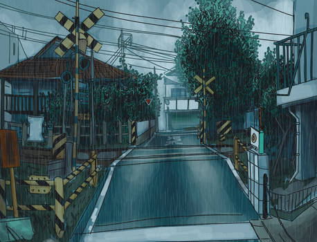 rainy crossroads