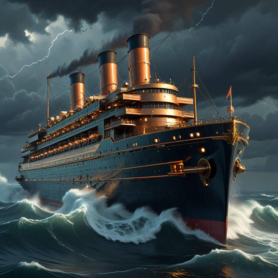 Titanic In Storm by aiartcreatorco on DeviantArt
