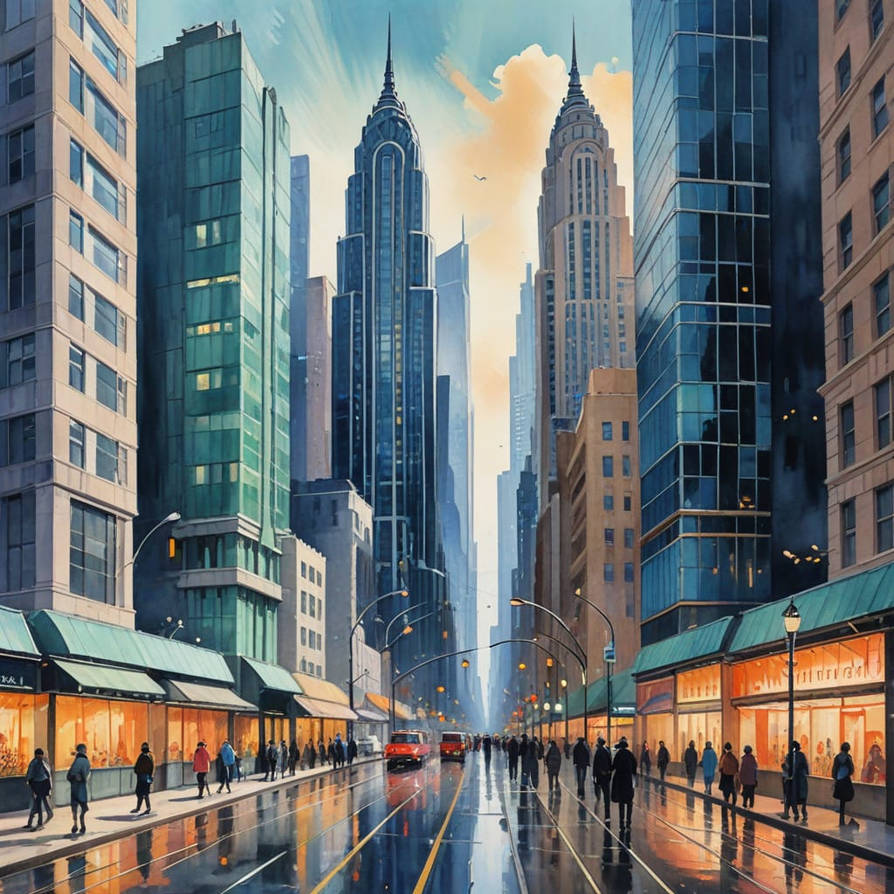 Vibrant Art Deco Skyscrapers Connect with Iridesce by aiartcreatorco on ...