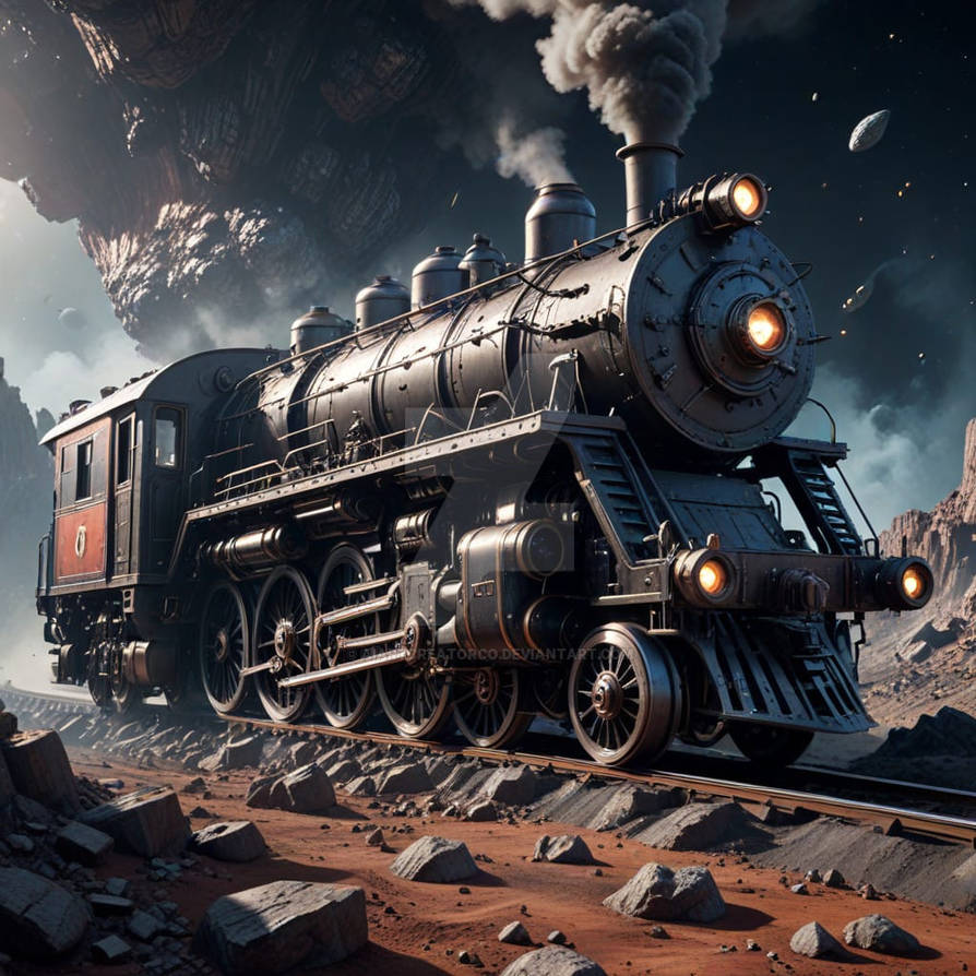 Victorian-era steam locomotive space train by aiartcreatorco on DeviantArt