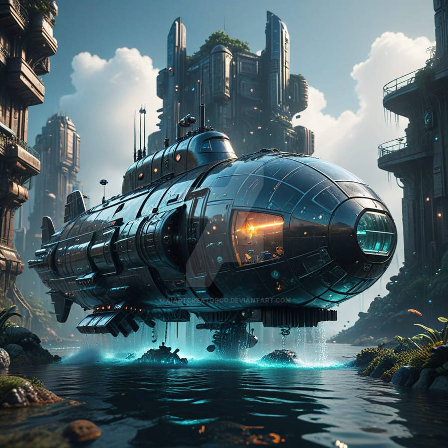 Atomic-powered submarine with tailfins by aiartcreatorco on DeviantArt