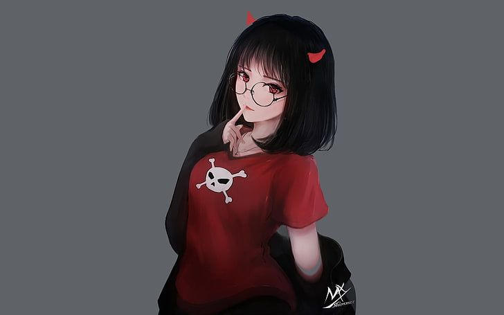 Anime-girl-black-hair-glasses-wallpaper-preview by unicornsoftie on  DeviantArt