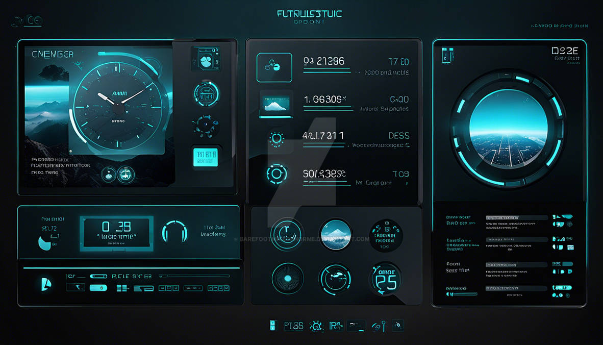 Prompt: Create a futuristic UI widget pack designe by Capik3d on DeviantArt