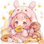 Chibi Girl And Rabbit Donut