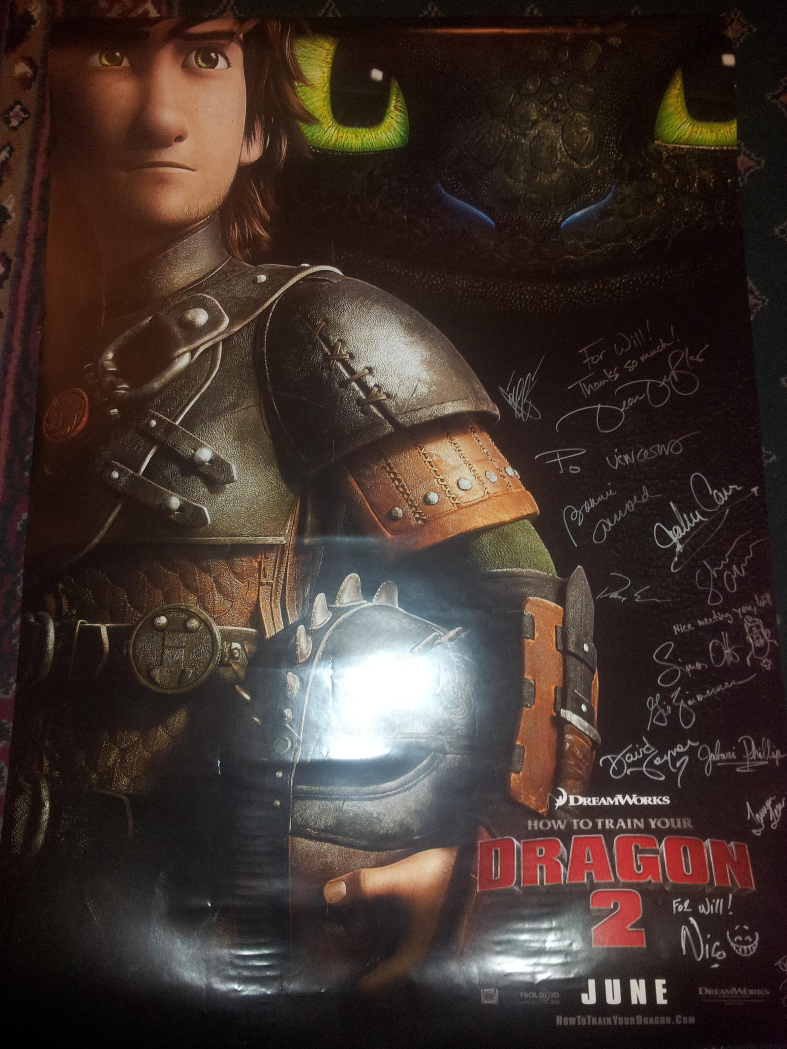 How to Train Your Dragon 2 signed poster