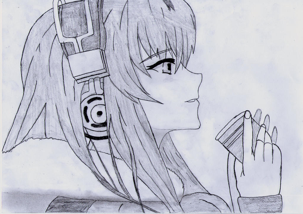 Headphone Anime Girl Drawing by 1DragonWarrior1 on DeviantArt
