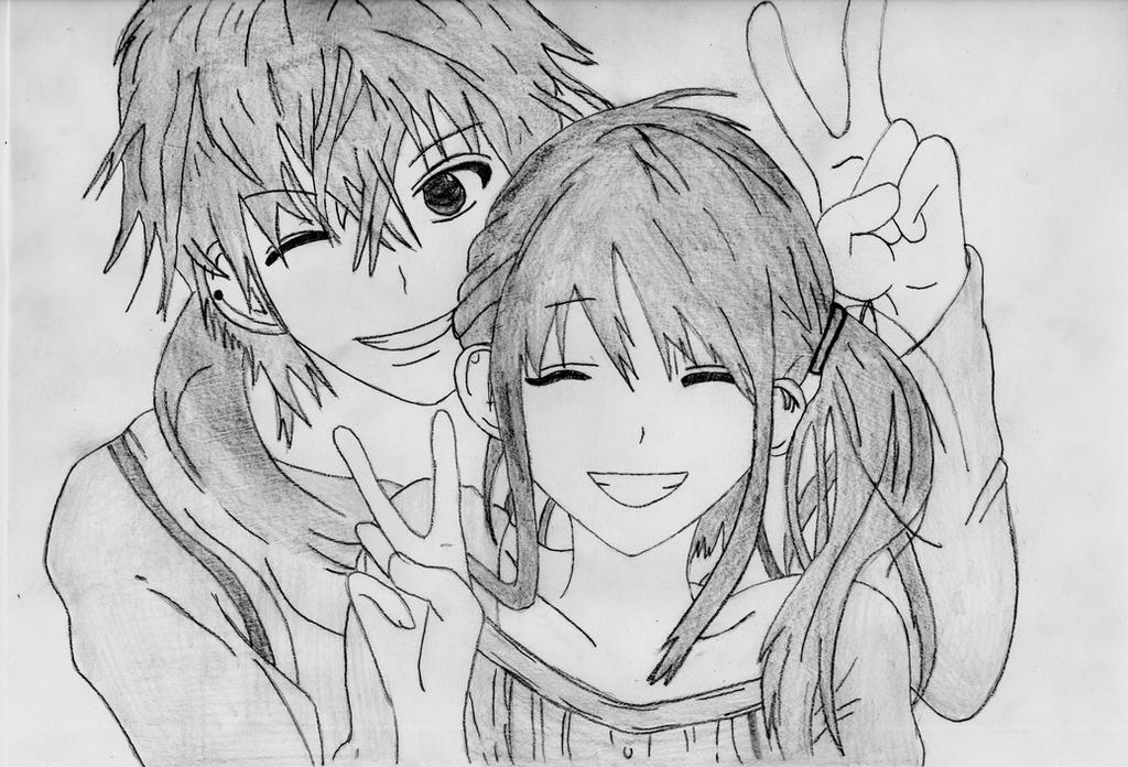 Anime couple drawing by 1DragonWarrior1 on DeviantArt