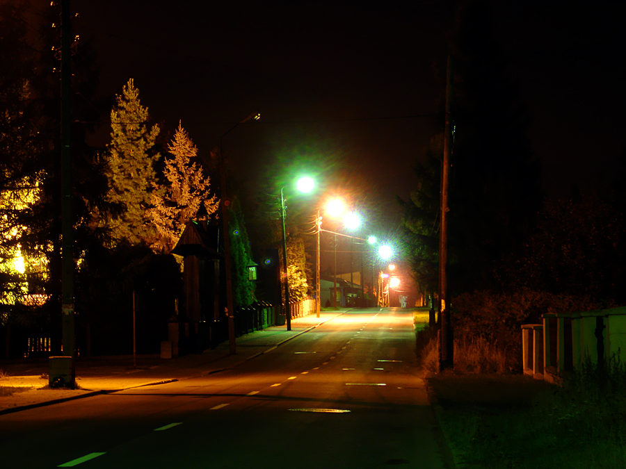 street in blinding lights