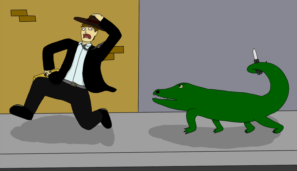 Crocodile Mugging a Businessma