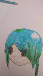 Green/Aqua Green/Sky colored hair girl