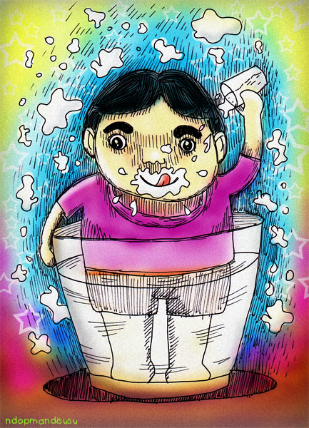 Cartoon Sketch Milk Boy