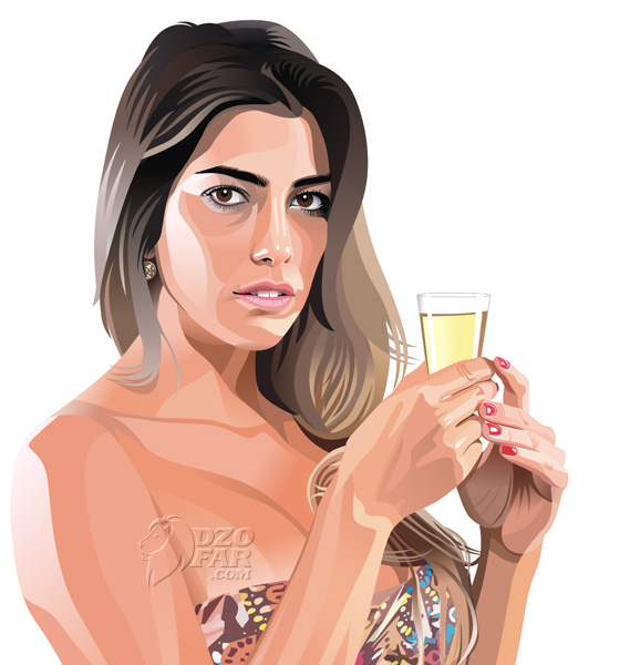 Real Vector : Girl with Glass of Water