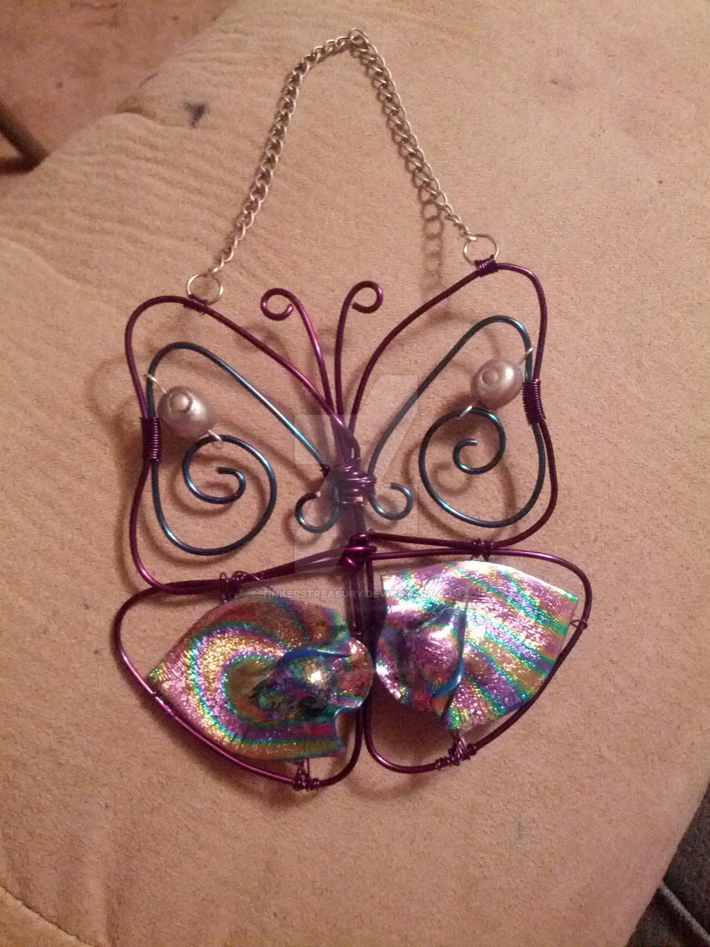 Butterfly wire wrap and pearl window decor 4