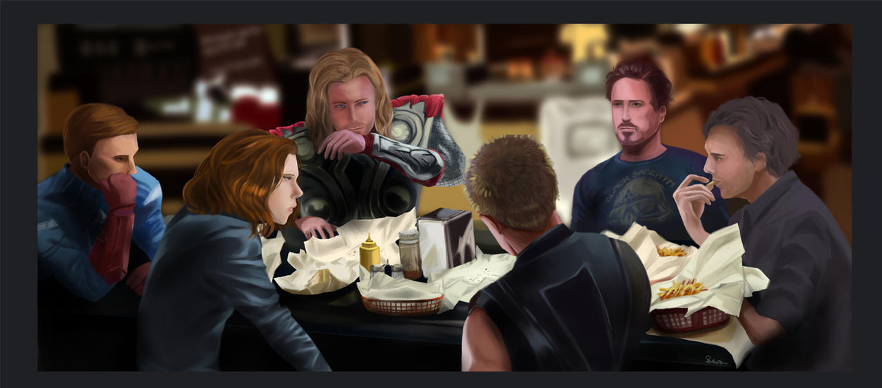 Avenger eating Shawarma