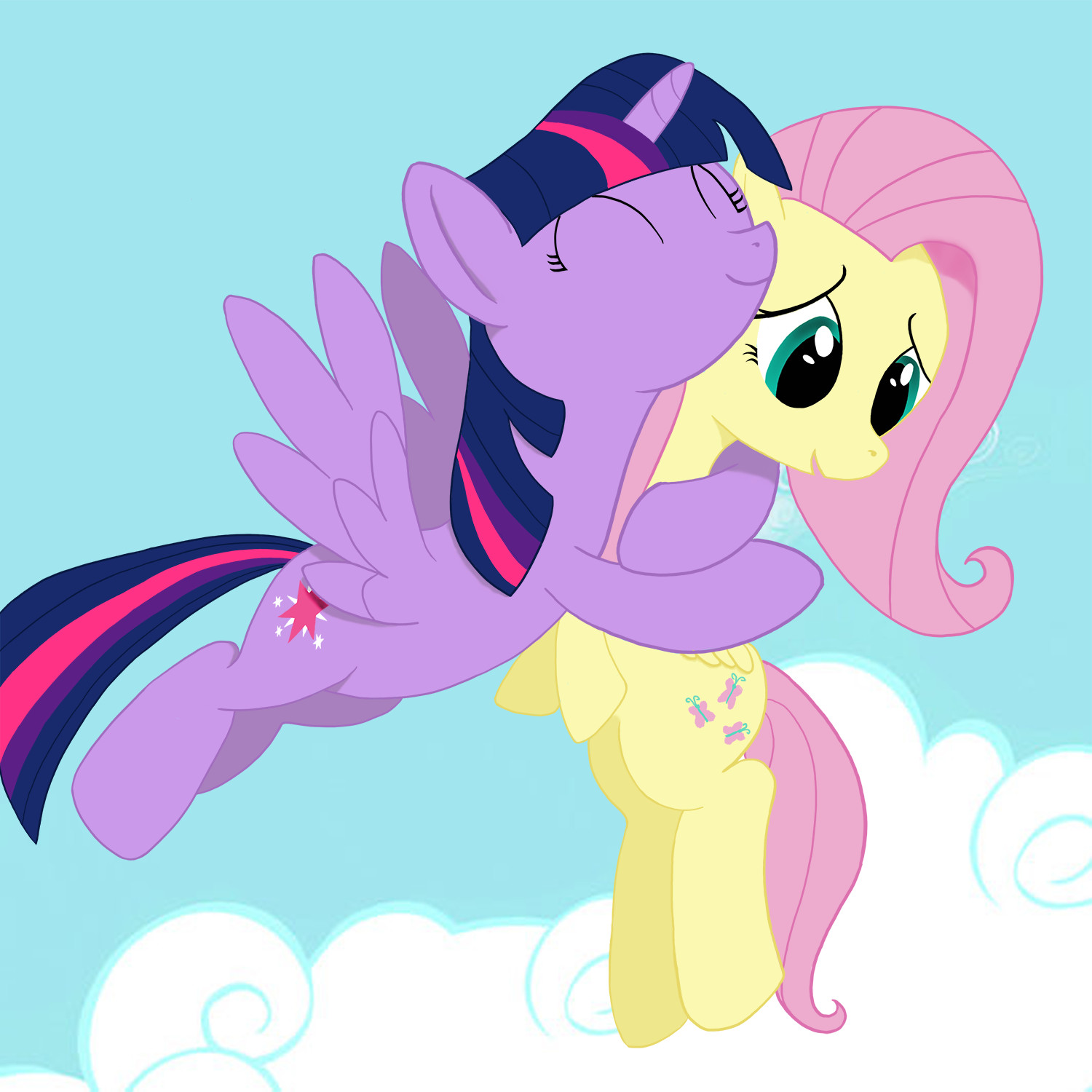 Twilight and Fluttershy Hugs