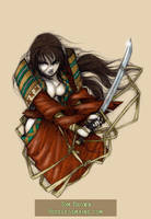 Samurai woman Tattoo-color