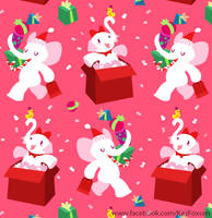 Kawaii Cartoon X-mas White Elephant Party Pattern