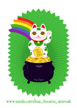 Japanese Lucky Cat Pot of Gold Zazzle Design
