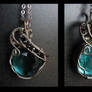 Wire Wrapped Aqua Pendant