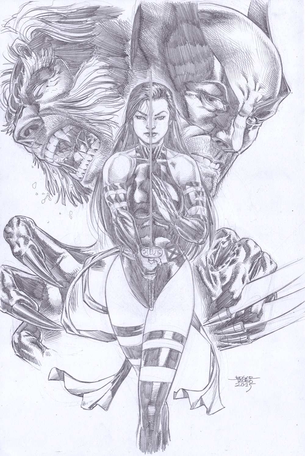 Psylocke, Sabertooth and Wolverine