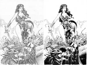 Wonder Woman and Batman - Pencil-Ink