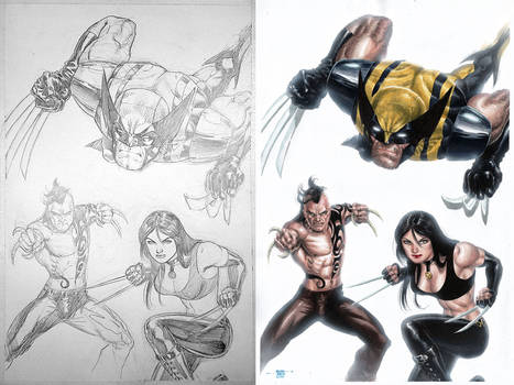 Wolverine, X-23, Daken - Pencil, Watercolors